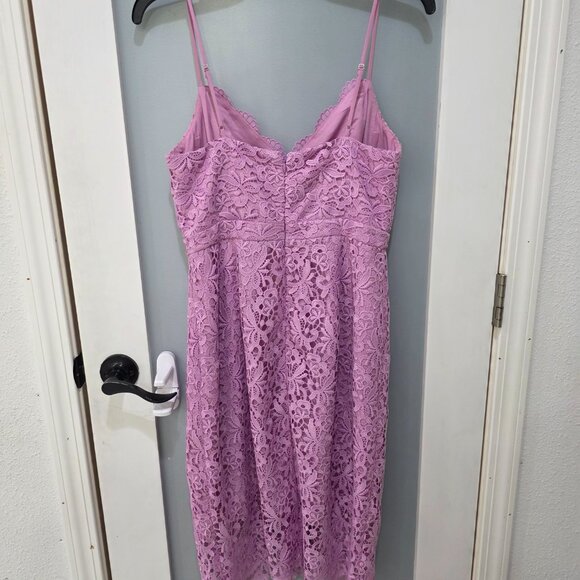 J.Crew Lavender Lace Dress Size 6 Scalloped V-Neck Zip Back Lined Cocktail - Picture 11 of 11